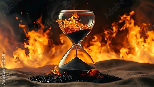 Sentence for Naming the Image
Burning fire inside a glass at night with a warm glow photo