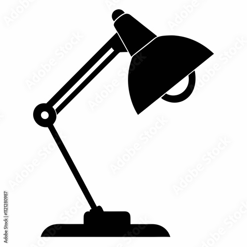 Study Lamp silhouette black vector illustration and white background