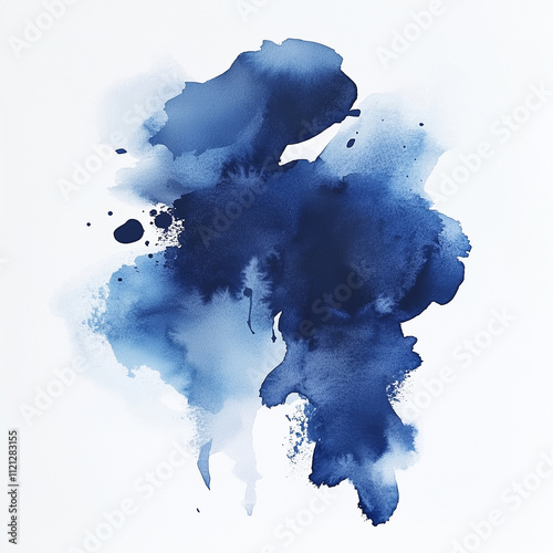 Dark blue watercolour blobs on a white background