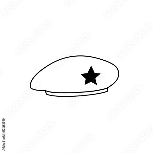 military beret hat outline