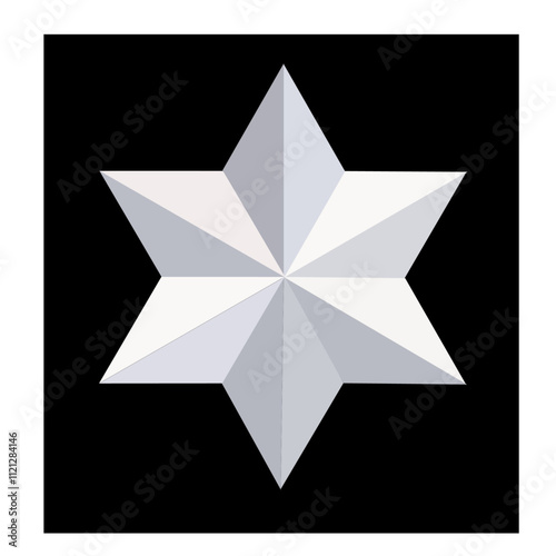 Étoile composée de triangles dans les tons de blanc à gris clair sur fond noir