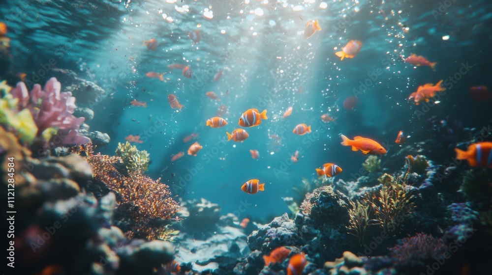 Fototapeta premium Underwater exploration coral reef marine life ocean vibrant serene environment