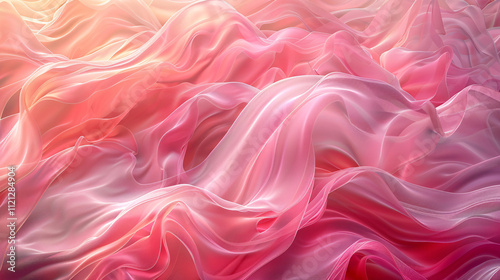 Ethereal Waves of Pink and Red Silk Fabric