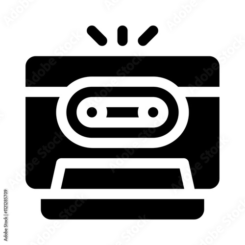 Retro Cassette Tape glyph icon