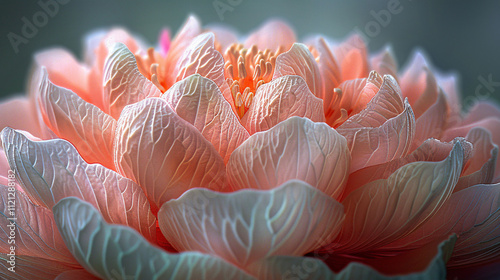 Close-up of a pink peony flower, ideal for botanical and beauty themed projects photo