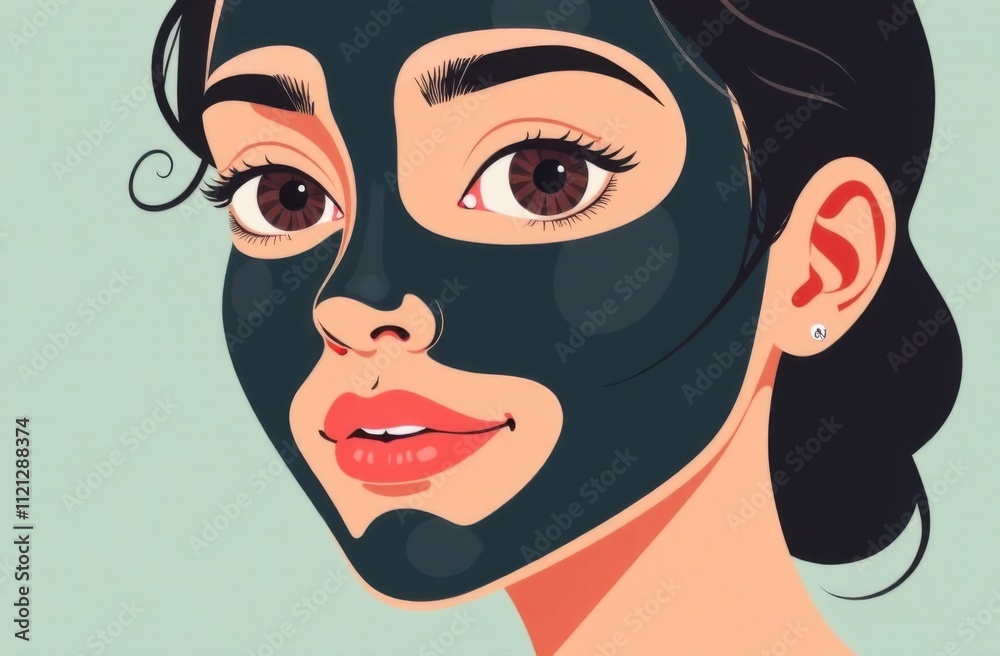 young european girl with a black cleansing cream mask on her face, cosmetic procedures young european girl with a black cleansing cream mask on her face, cosmetic procedures