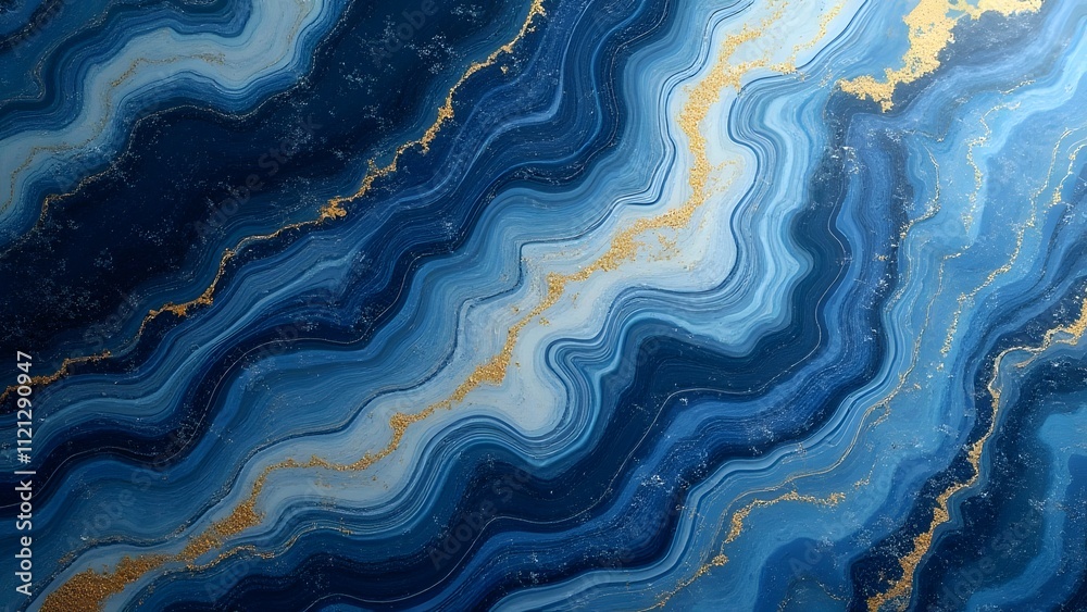 Luxurious Abstract Stone Texture with Oceanic Blue White Marble Swirls and Gold Crack Patterns Background Luxurious Abstract Stone Texture with Oceanic Blue White Marble Swirls and Gold Crack Patterns Background