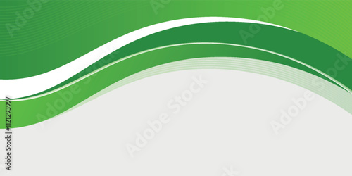 Abstract White and Green wave wide background banner
