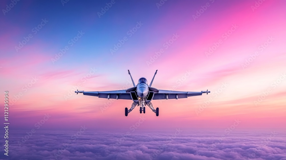 Supersonic Sunset: Fighter Jet in Flight Supersonic Sunset: Fighter Jet in Flight