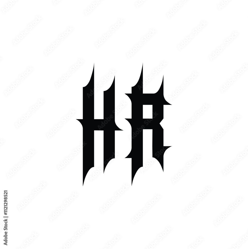 HR monogram logo design letter text name symbol monochrome logotype alphabet character simple logo