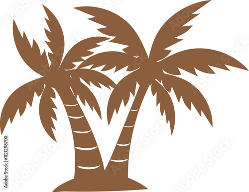 A Palm tree vector silhouette isolated on a white background, Tropical palm tree black clipart. Tropical palm tree