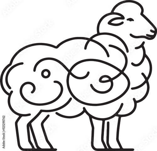 Sheep Silhouette Outline Vector. Sheep silhouette vector illustration.  photo