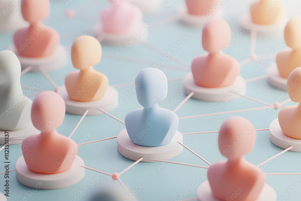 Obraz premium 3D busts connected by lines. Globalization concept