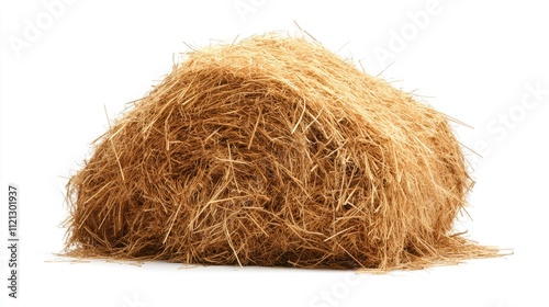 Photograph of a pile of hay gathered together and separated into white.