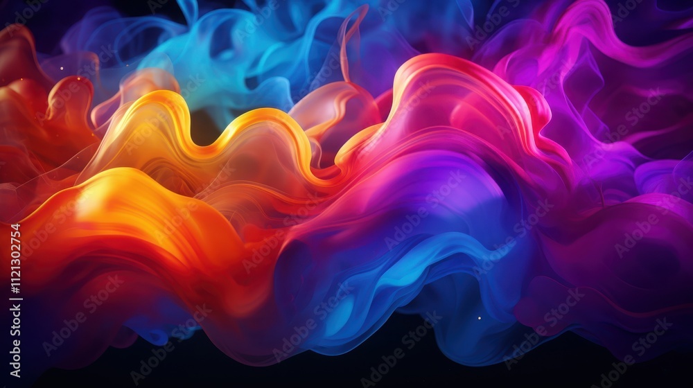 Abstract Colorful Swirling Fluid Art Design