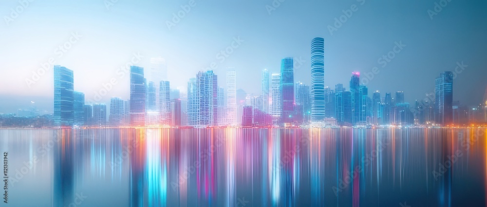 Cityscape reflection at dawn. Cityscape reflection at dawn.