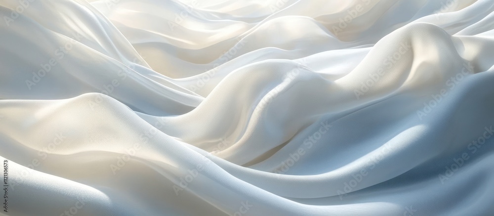 Obraz premium Abstract white fabric with soft, flowing waves in a studio setting.