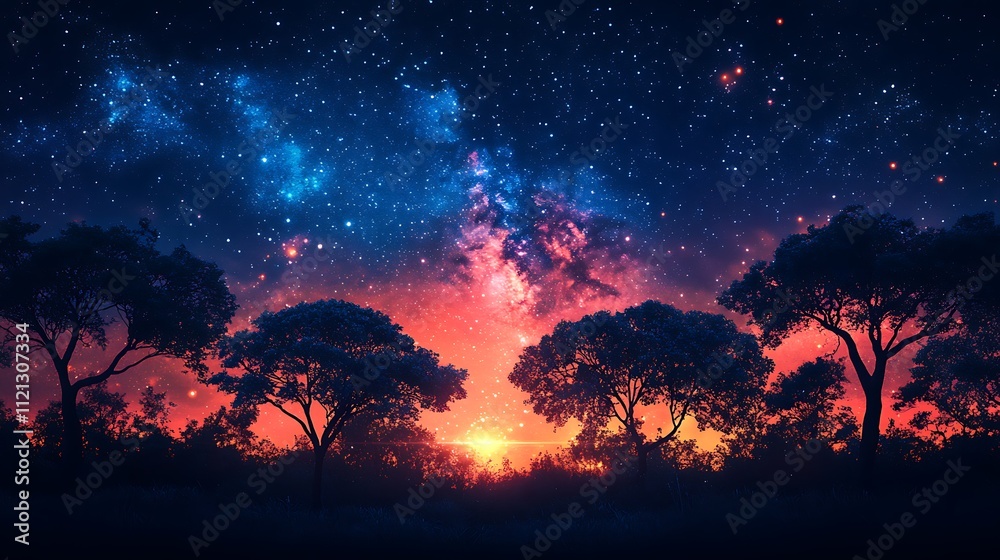 Sunset with Stars and Trees
Sunset with Stars and Trees