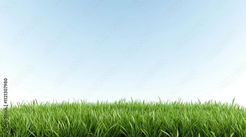 Lush green grass against a clear blue sky, ideal for backgrounds. Lush green grass against a clear blue sky, ideal for backgrounds.
