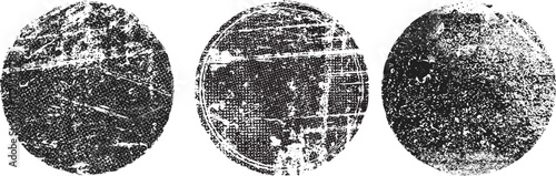 Vector rough edges badges set .Grunge set of textured black labels . Pack of vector stickers. Grunge circle stamps, insignias, labels, tags for your design. Grunge textured black vector rubber stamps
