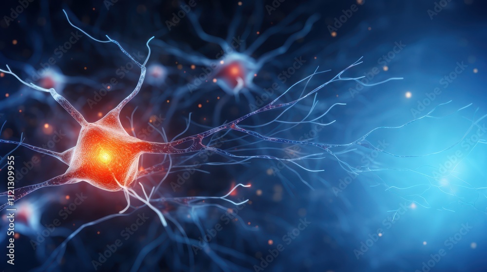 Microscopic View Of A Neuron Network Firing Microscopic View Of A Neuron Network Firing