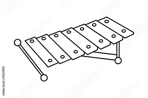 Xylophone vector line art illustration