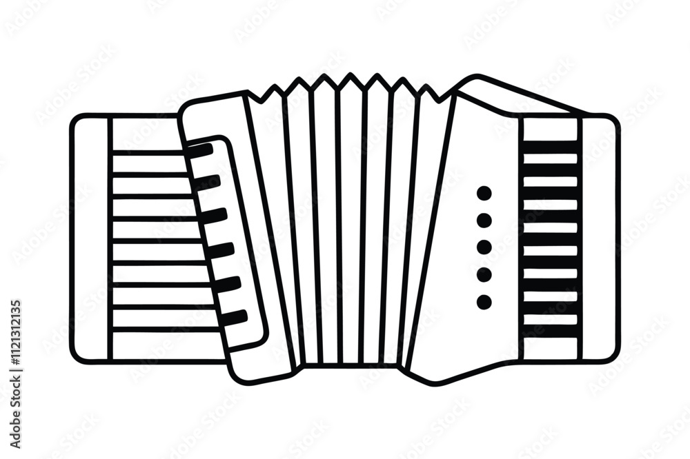 Accordion vector line art illustration