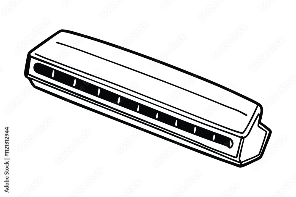 Harmonica vector line art illustration Harmonica vector line art illustration