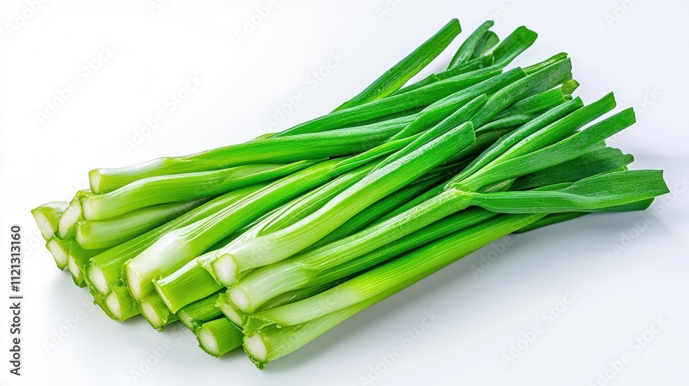 Fresh Green Onion Bunch on White Background for Culinary Use Fresh Green Onion Bunch on White Background for Culinary Use
