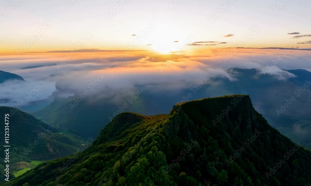 panoramic sunset view of madeira's pico do arieiro