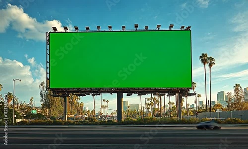 Blank Billboard on a Highway in a City