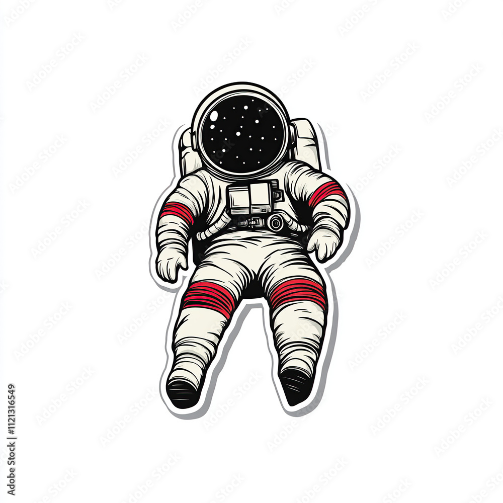 Fototapeta premium Astronaut floating in space, vintage style illustration.