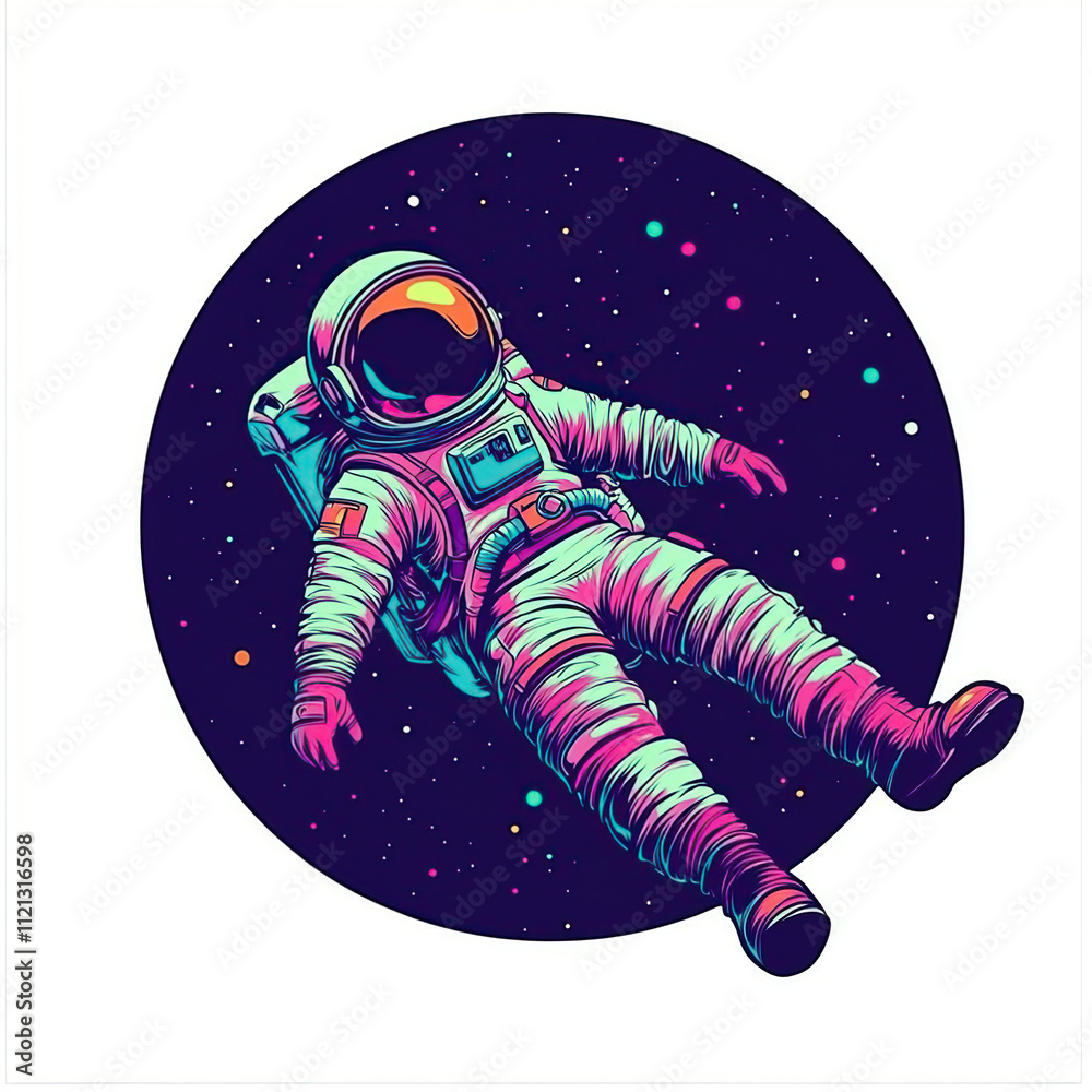 Astronaut floating in vibrant space. Astronaut floating in vibrant space.