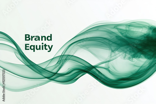 Conceptual image featuring elegant green swirling waves against a white background, symbolizing brand equity and intangible value through visual fluidity and motion.