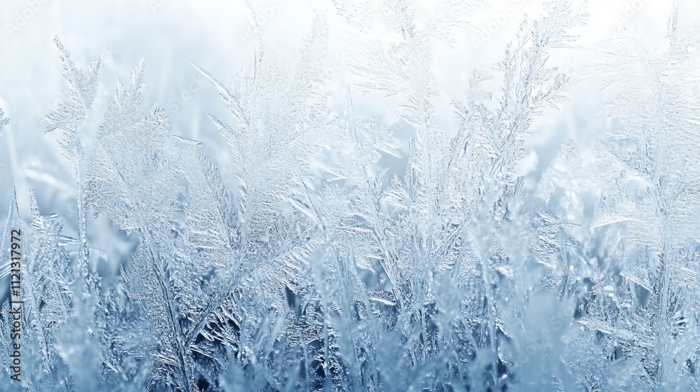 Fototapeta premium Frosted Window Glass Effect with Glowing Highlights and Intricate Ice Patterns