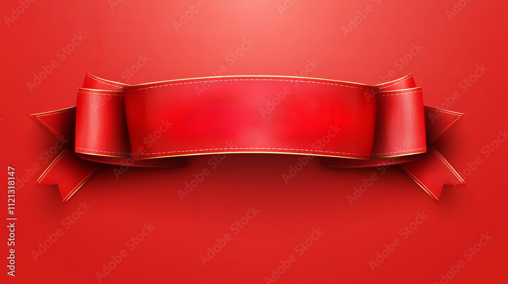 Vibrant Red Ribbon Banner for Holiday Promotions and Celebrations Vibrant Red Ribbon Banner for Holiday Promotions and Celebrations