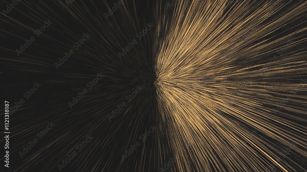 Obraz premium Dynamic Golden Streaks of Light Radiating From a Central Point in Bold Contrast