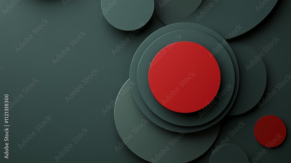 Abstract Asymmetrical Design with Bold Red Shapes on Uneven Green Background Abstract Asymmetrical Design with Bold Red Shapes on Uneven Green Background