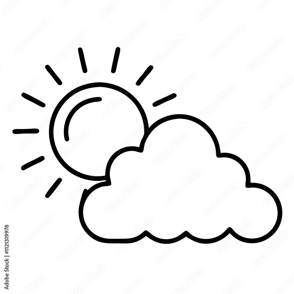 Sun and cloud line icon. Weather icon vector illustration Sun and cloud line icon. Weather icon vector illustration