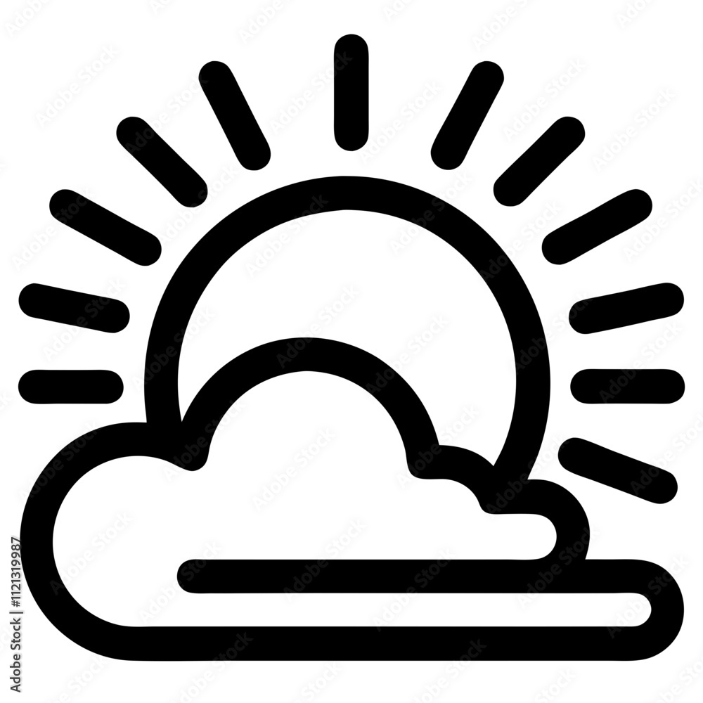 Sun and cloud line icon. Weather icon vector illustration Sun and cloud line icon. Weather icon vector illustration