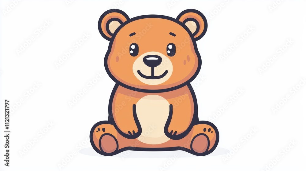 Fototapeta premium Cute cartoon bear illustration digital art playful environment whimsical style for kids