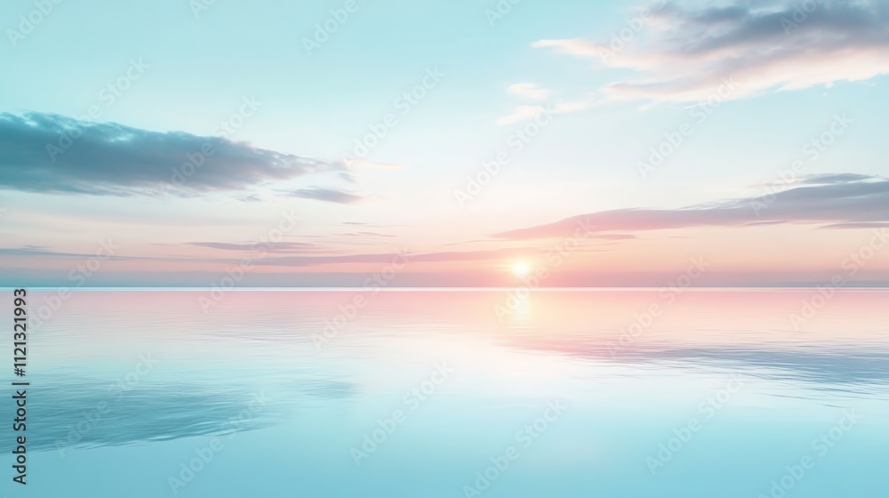 Fototapeta premium A pastel sunset over a still lake.