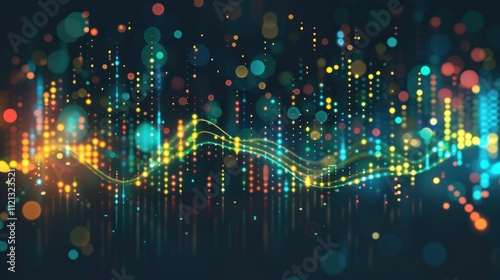 Wallpaper Mural Abstract Digital Background with Neon Lights Torontodigital.ca