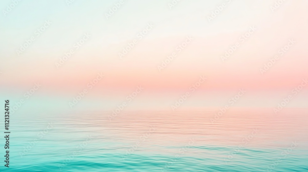 Fototapeta premium A soft, pastel sunset over a calm sea.