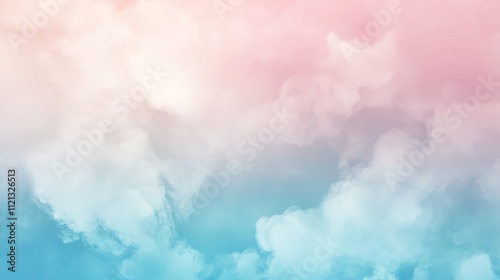 Soft pastel pink and blue clouds in the sky.