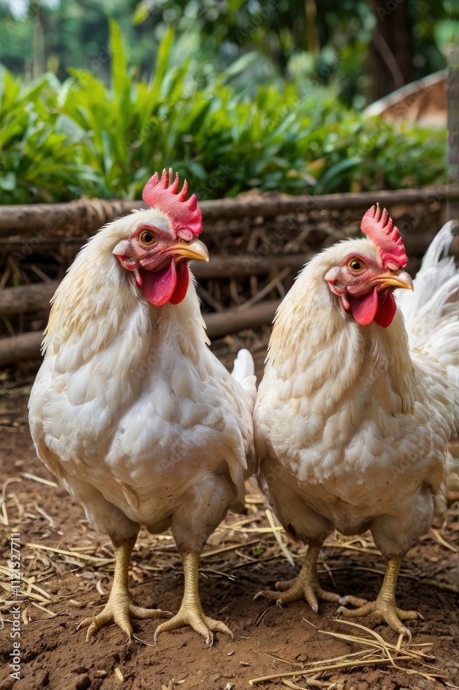Fototapeta premium Chickens that Thai farmers prefer to raise in their households 