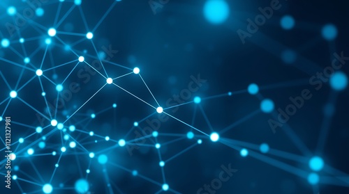 Abstract Blue Network: A captivating abstract background with a network of glowing dots and lines on a deep blue background. The image evokes a sense of connectivity, technology, and innovation.  