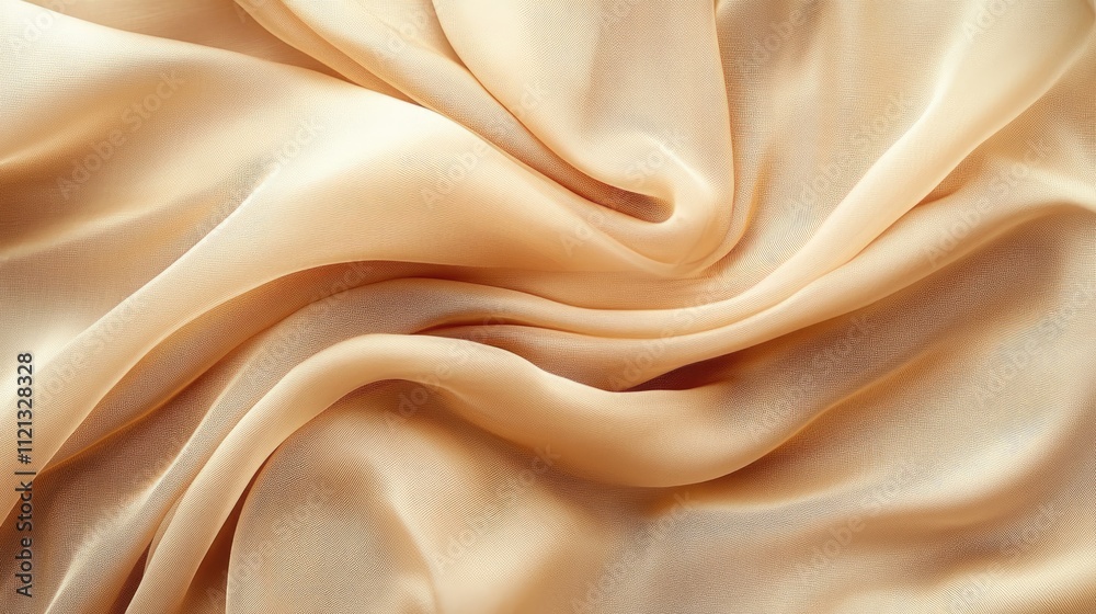 Fototapeta premium Silken fabric gracefully drapes and twists, revealing a smooth texture and a gentle gleam under soft lighting, inviting touch and admiration