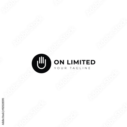 Palm hand circle business brand modern logo design vector