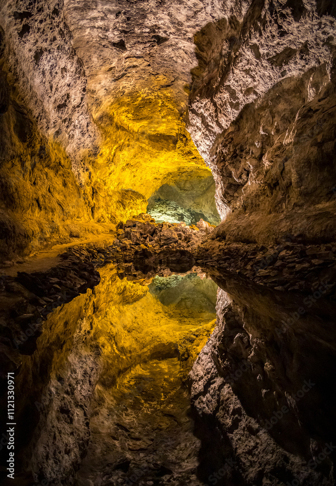 Colorful reflection in Cueva de los Verdes, Lanzarote